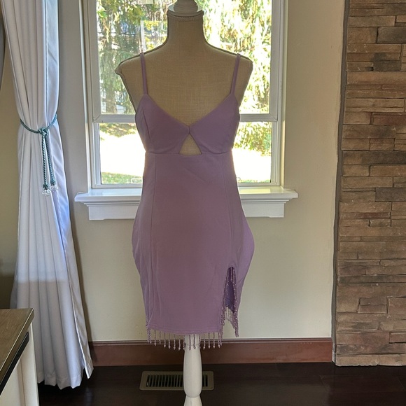 Fashion Nova Embellished Fringe Mini Dress In Lavender-Size L๐๐ - Picture 4 of 5
